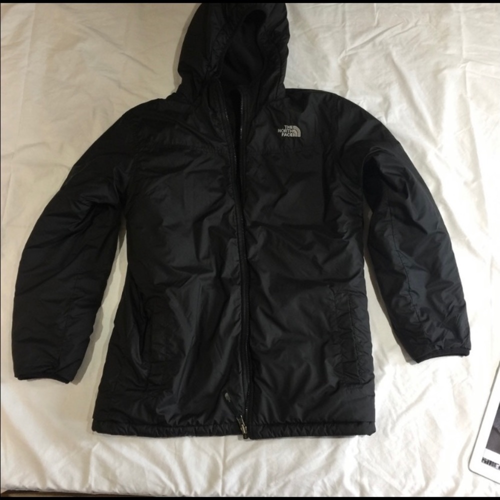 North face boys black   xl reversible hooded jacket/coat
